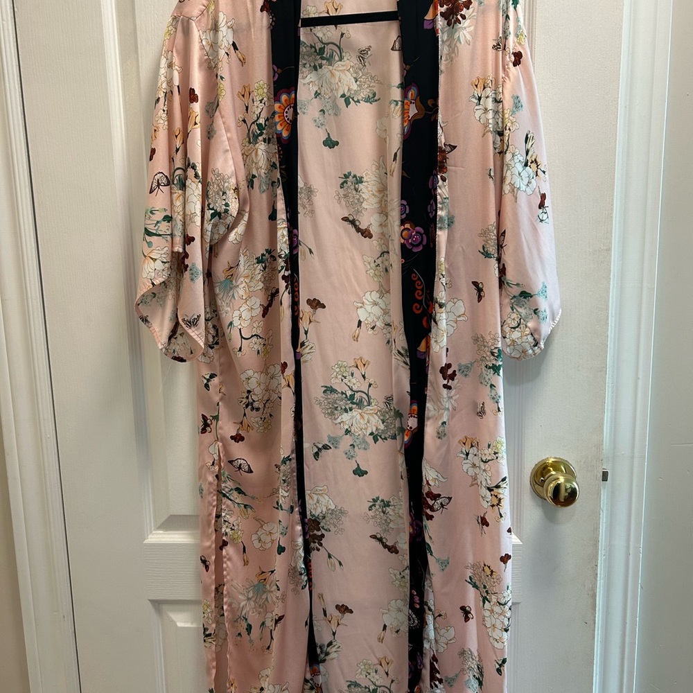 Blossom Print Satin Robe